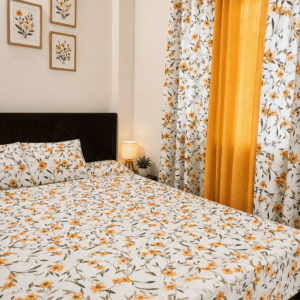 বেডশিট (১ পিস) + বালিশের কভার (২ পিস) + পর্দা (৩ পিস) - মাস্টার্ড ইয়োলো